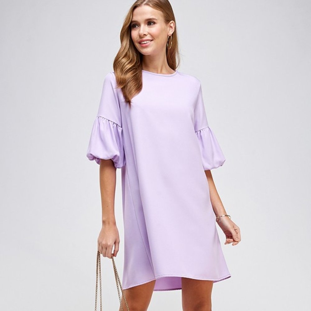2Hearts Shift Dress with Bubble Sleeves